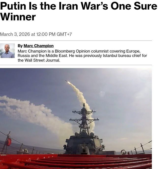 Путин стал единственным победителем иранской войны