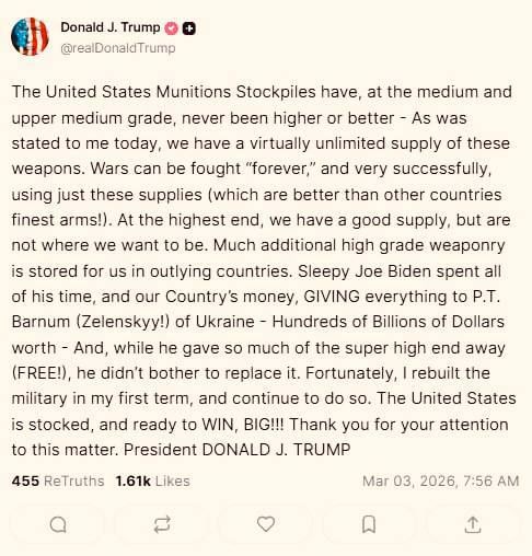 Евгений Лисицын: Donald Trump заявил, что США могут воевать «вечно»