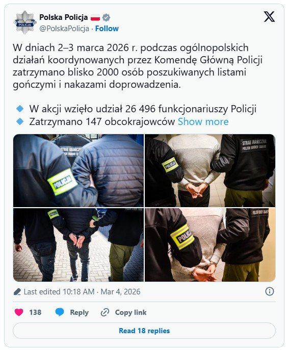 Массовые задержания иностранцев в Польше: большинство из них — украинцы