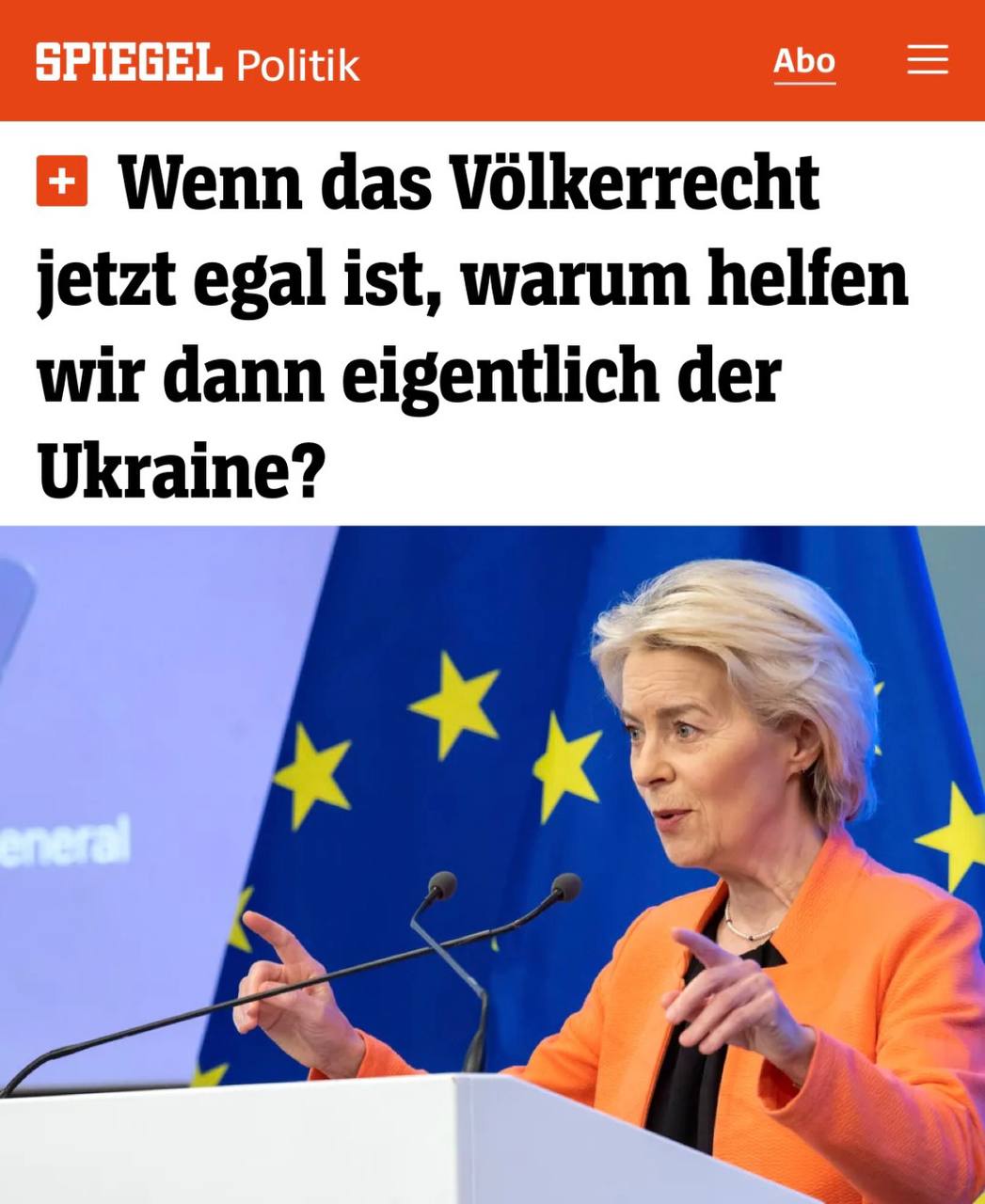 «Если международное право сейчас не имеет значения, зачем мы помогаем Украине?»: Фон дер Ляйен уличили в двойных стандартах