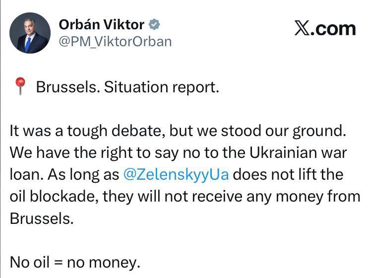 Роман Насонов: Премьер Венгрии Орбан о кредите Украине в 90 млрд евро: