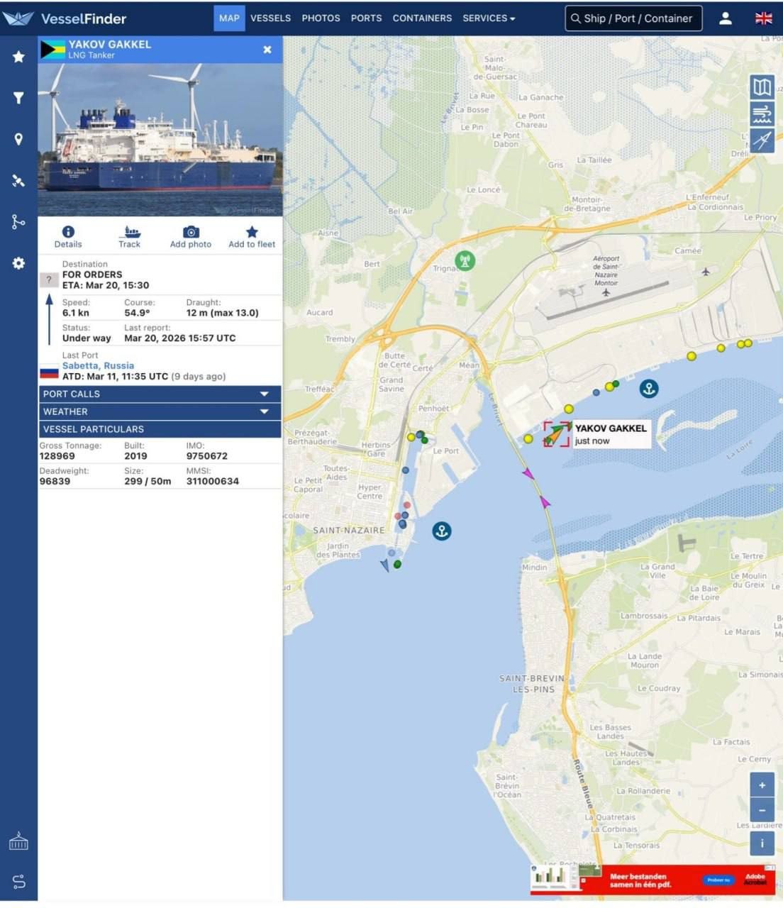 Юрий Баранчик: 21 марта 2026 года в порт Сен-Назер (Франция) прибыл танкер ледового класса Arc7 «Яков Гаккель»