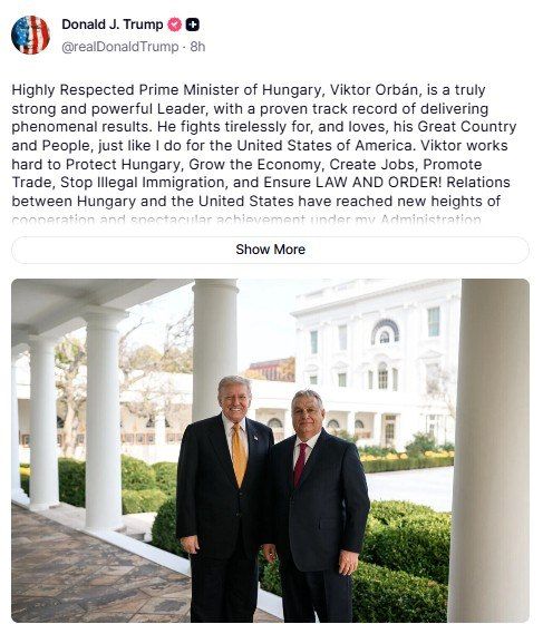 Попытки Зеленского и Европы повлиять на выборы в Венгрии уничтожены одним постом Трампа