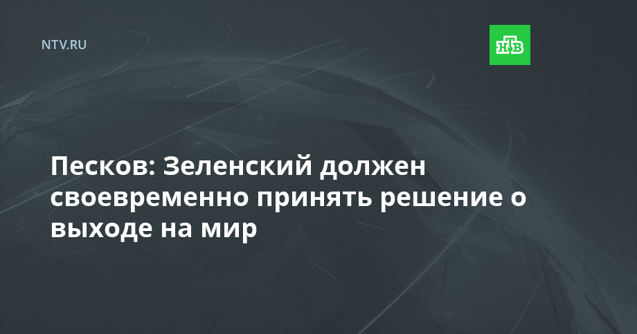 Песков: Зеленский должен своевременно принять решение о выходе на мир
