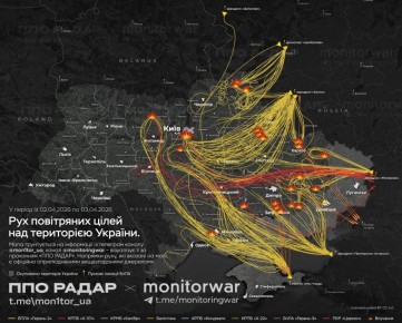 Карта очередного ракетно-дронового удара по целям на территории Украины