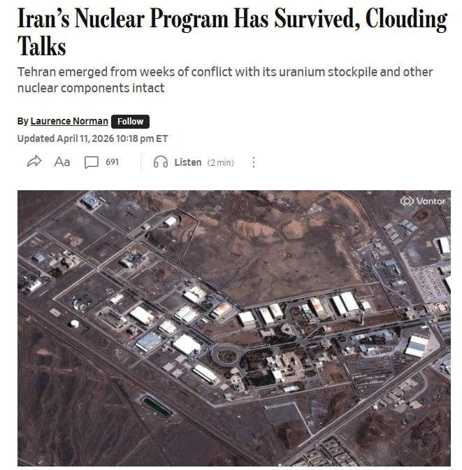 Иран сохранил значительную часть ядерного потенциала после ударов США и Израиля, что усиливает его позиции на переговорах, — Wall Street Journal
