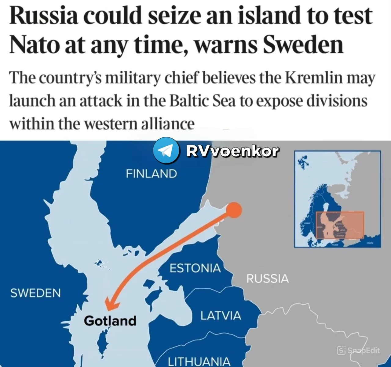 Россия может захватить шведские острова, чтобы проверить оборону НАТО, — главком ВС Швеции
