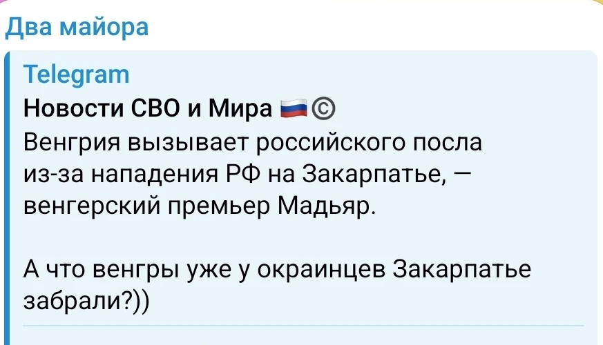 Два майора: Просто венгры считают Закарпатье Венгрией