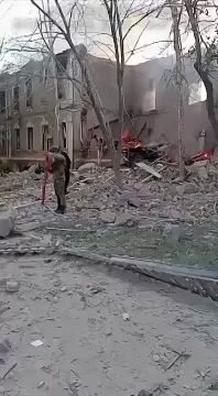 Результат прилёта по штабу сухопутных войск в Киеве