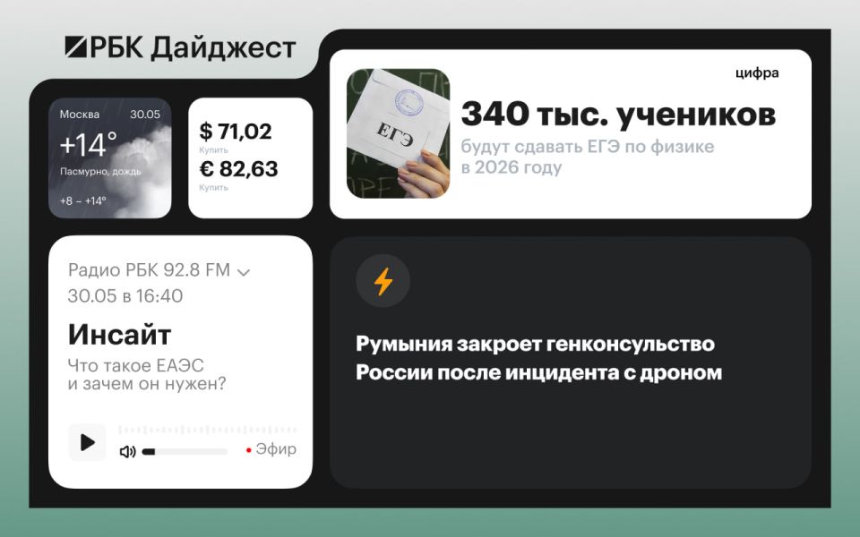 Главные новости к вечеру 29 мая
