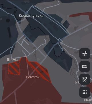 Российские войска продвинулись под Константиновкой, а также в самом городе, сообщает украинский osint-паблик Deep State