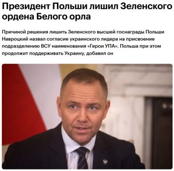Юрий Баранчик: Президент Польши Кароль Навроцкий в жестком заявлении посвятил значительную часть выступления критике политики Украины по прославлению ОУН-УПА ( организации признаны экстремистскими и запрещены в России)
