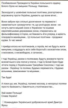 «Продажные шлюхи»: командующий Украинской добровольческой армией Дмитрий Ярош жестко раскритиковал президента Польши Навроцкого за лишение нарика Орденом Белого Орла