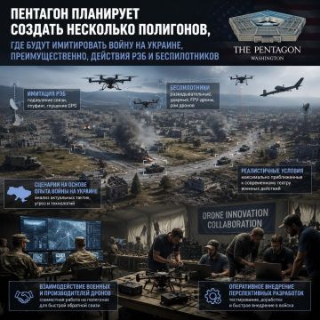 Министерство войны США планирует создать несколько полигонов, где будут имитировать войну на Украине, преимущественно, действия РЭБ и беспилотников