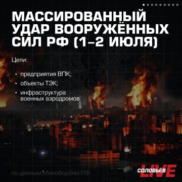 В ответ на террористические атаки киевского режима по гражданской инфраструктуре России Вооружённые силы РФ нанесли массированный удар высокоточным оружием и ударными беспилотниками по предприятиям военной промышленности...