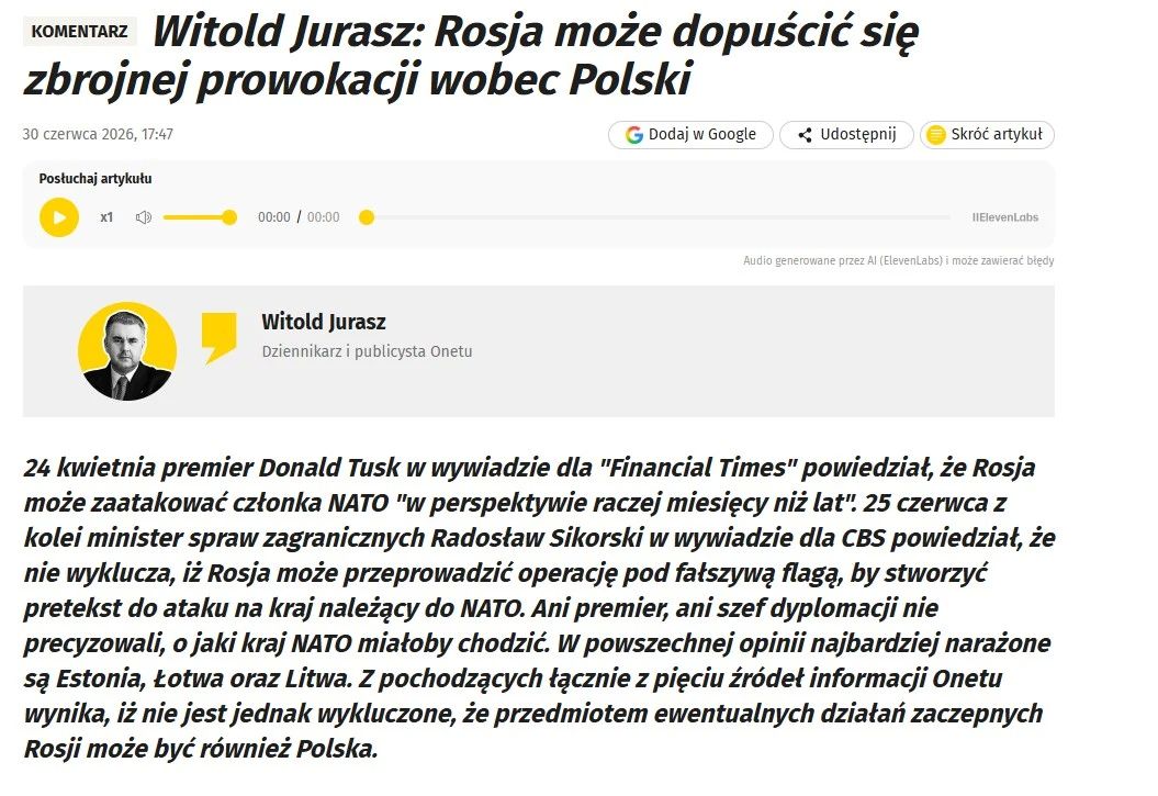 ‘До нападения России на Польшу осталось несколько месяцев’ – издание Onet пугает поляков, чтобы замотивировать их простить украинцам УПА