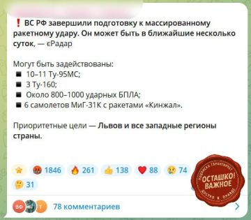 Вражеские каналы бьют тревогу: ВС РФ готовы нанести сокрушительный удар по целям в глубоком тылу — на западе Украины