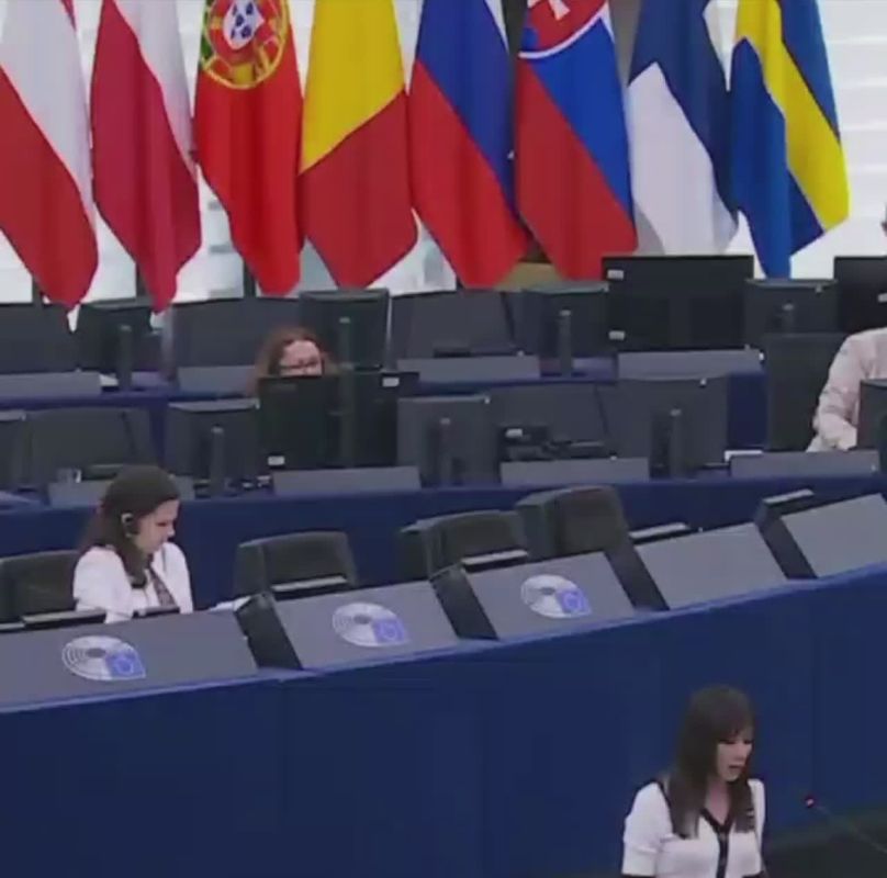 Флаг ОУН-УПА* разорвали прямо в Европарламенте во время дебатов по Украине