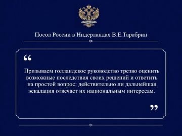 Из интервью Посла России в Нидерландах В.Е.Тарабрина ТАСС