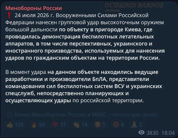 «Там были представители командования сил беспилотных систем»: Минобороны прокомментировало удар по выставке дронов под Киевом