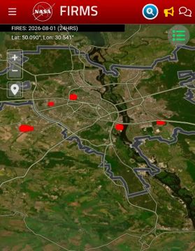 На карте пожаров 5 тепловых меток после ракетных ударов по Киеву