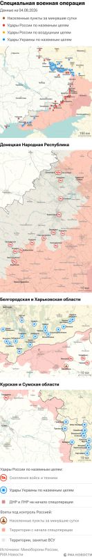 Карта спецоперации Вооруженных сил России на Украине на 04.08.2026