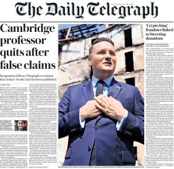 Владимир Корнилов: Забавно газета The Daily Telegraph подает сегодня фотографию своего министра обороны извращенца Уэса Стритинга в Киев