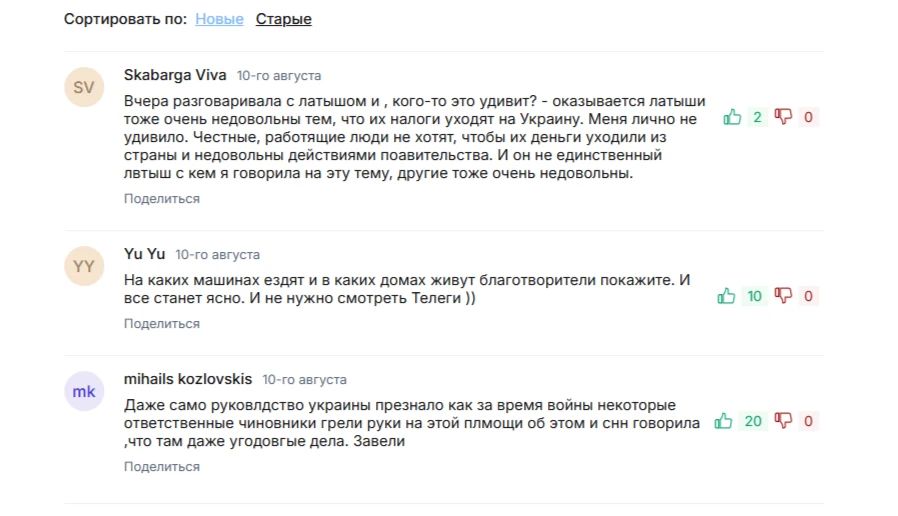 Латвийские СМИ жалуются на насмешки в Telegram над латвийской "помощью" Украине