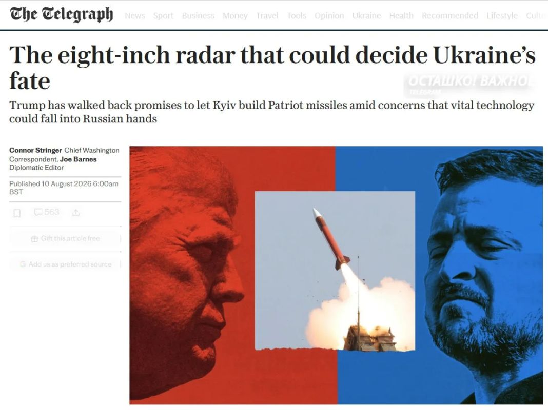 Производство Patriot Зеленский не получит: Трамп испугался утечки технологий в Россию