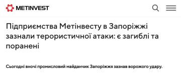 Предприятие "Запорожсталь" в Запорожье полностью остановило работу в результате ночного ракетного удара России, заявили в "Метинвесте" украинского олигарха Ахметова