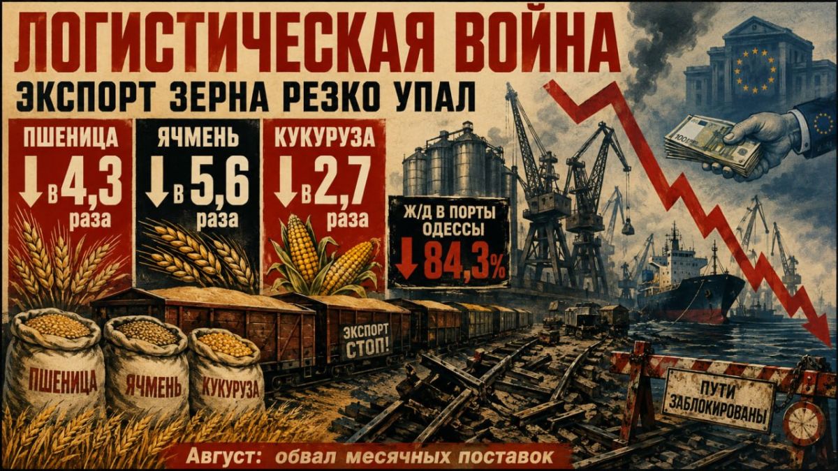 Юрий Баранчик: Экспорт пшеницы с Украины в августе упал в 4,3 раза, ячменя – в 5,6 раза