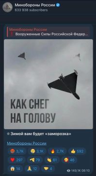 Новости к этому часу:. . Минобороны России пригрозило Украине «заморозкой» и опубликовало картинку с ударными дронами и подписью «Как снег на голову»
