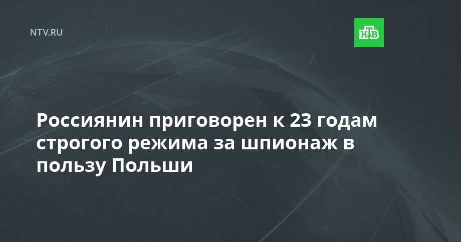 Россиянин приговорен к 23 годам строгого режима за шпионаж в пользу Польши