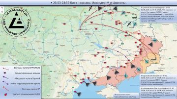 Анимированная схема ударов по территории Украины 07:30 19 августа 2026 – 07:30 20 августа 2026 года