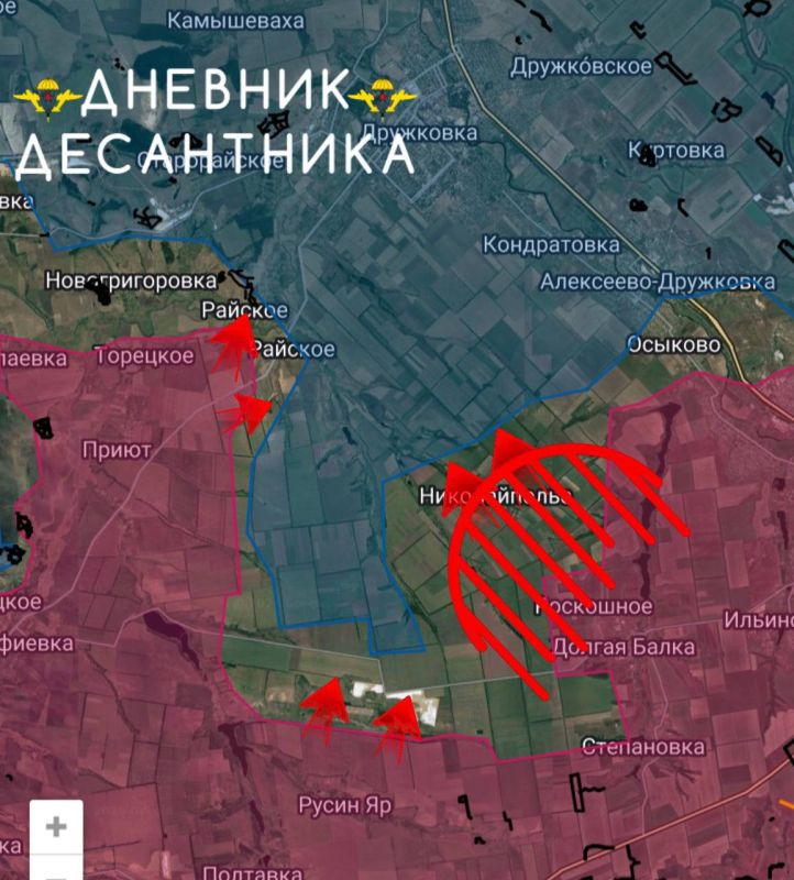 Дружсковское направление. Наши войска выбили ВСУ из Николайполья, расширив территорию на 3 км в направлении Дружковки