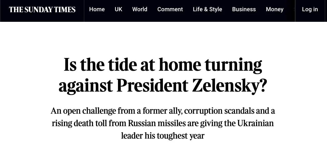 The Sunday Times пишет, что этот год может стать для Зеленского «самым тяжелым»