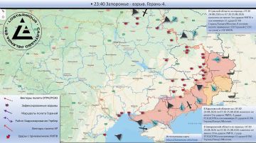 Анимированная схема ударов по территории Украины 07:30 24 августа 2026 – 07:30 25 августа 2026 года