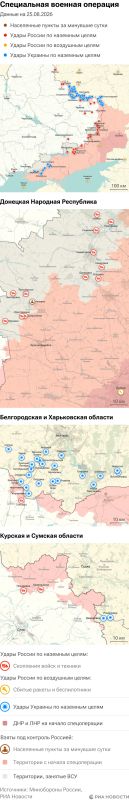 Карта спецоперации Вооруженных сил России на Украине на 25.08.2026