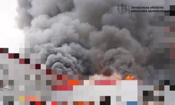 Огонь и клубы дыма на производственном предприятии в подконтрольном Киеву Запорожье