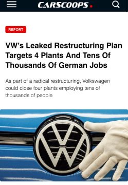 Аббас Джума: Volkswagen закрывает 4 завода в Германии