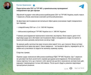 Перестрелка между СБУ и ГУР в Киеве: двум участникам — сотруднику СБУ и военнослужащему ГУР, предъявлены обвинения — генпрокурор Украины Кравченко