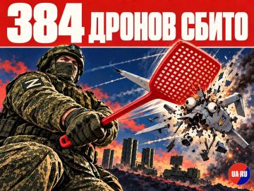 В течение прошедшей ночи дежурными силами ПВО перехвачены и уничтожены 384 украинских БПЛА — Минобороны РФ