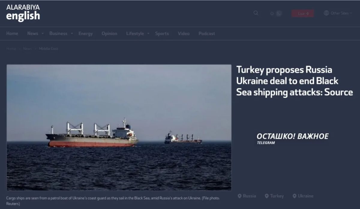 Новая зерновая сделка: Турция направила России и Украине проект соглашения о прекращении ударов