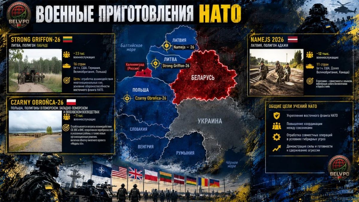 Разница в подходах. . У белорусских границ сейчас проходит серия учений НАТО: в Литве в рамках «Сильный грифон-26» отрабатывается применение БЛА и борьба с ними;