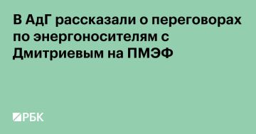 Кирилл Дмитриев: РБК - В АдГ рассказали о переговорах по энергоносителям с Дмитриевым на ПМЭФ
