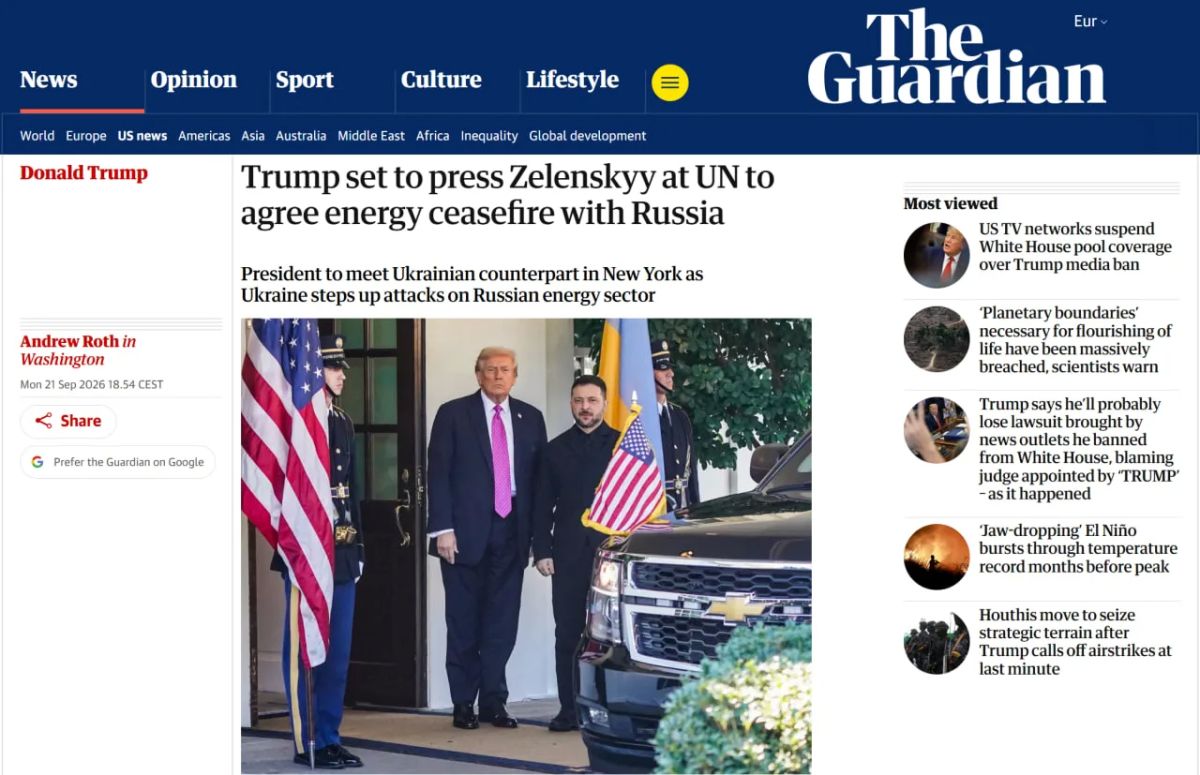Трамп намерен надавить на Зеленского, чтобы прекратить удары по российской энергетике — The Guardian