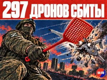 В течение прошедшей ночи дежурными силами ПВО перехвачены и уничтожены 297 беспилотных летательных аппаратов самолетного типа