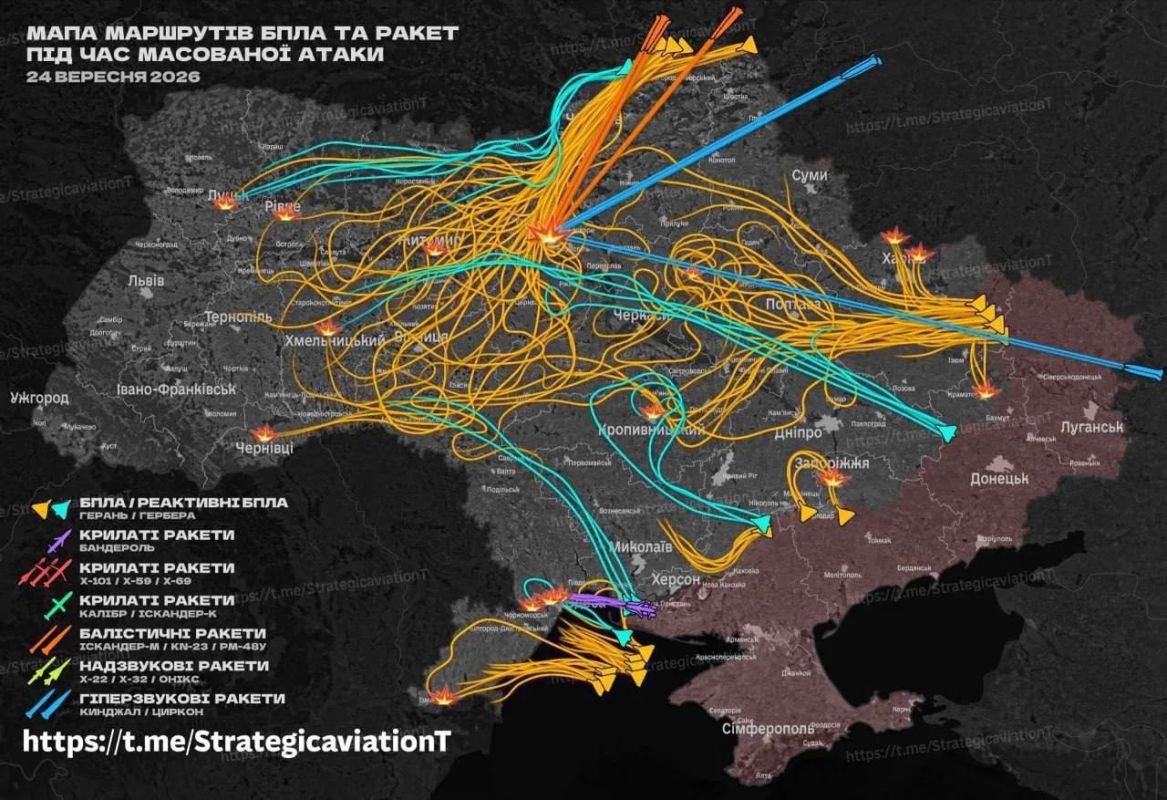 Олег Царёв: ВС РФ ночью нанесли комбинированные удары по военным объектам в 9 областях Украины