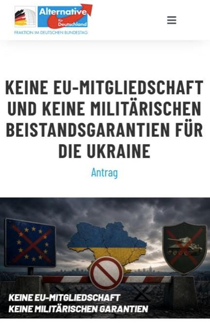 «Альтернатива для Германии» потребовала не допустить вступления Украины в ЕС и распространения на неё гарантий военной помощи
