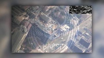 Объективный контроль момента того самого прилета "Герани-5" по бизнес-центру "Инком" в Киеве